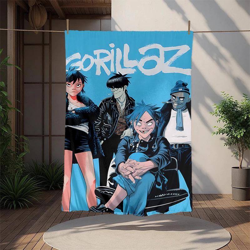 Gorillaz Flannel Blanket Soft Warm All-Season Throw, Design for Camping, Car Travel, Hiking Sofa, Bed, Office Perfect Gift for Parties