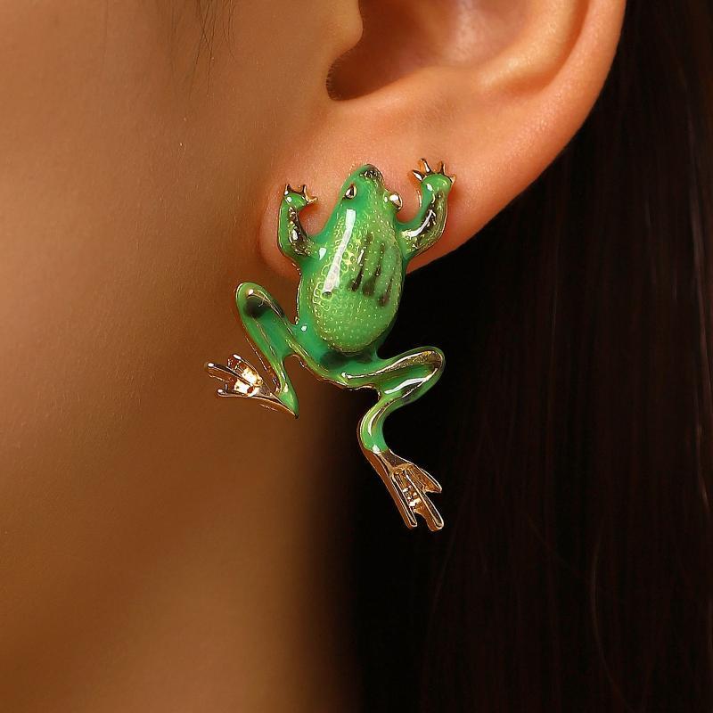 Cute Cartoon Frog Earrings Hip Hop Rock Quirky Creative Personality Fashion Jewelry for Women Dating Gift
