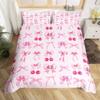 Pink Bow Duvet Cover Set For Kids Adults Girls Dreamy Princess Style Bedding Set Kawaii Bowknot Comforter Cover With Pillowcases