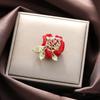 Zinc Zinc Alloy Temperament Red Rose Brooch High-end High-end Suit Pins Red Rose Flower Brooch  Dinner Party