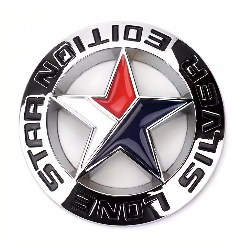 3D Metal Lonestar Car Sticker Texas Pentagram Badge Suitable for Jeep - Silver Chrome Finish ALN1