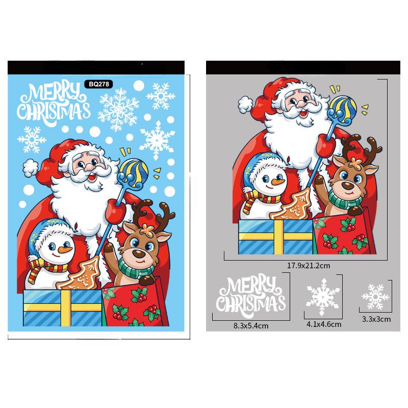 Vánoční dekorace Samolepky na okno Cartoon Elk Santa Claus Sněhulák Vánoční zrcadlové samolepky Veselé Vánoce Samolepka Nový rok