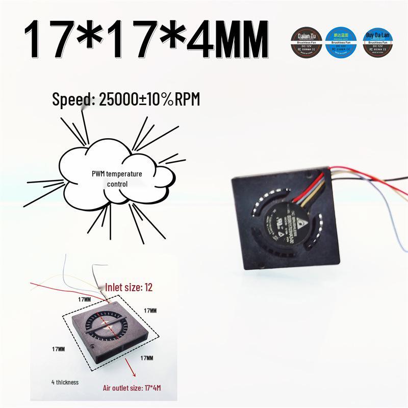 

Miniature Turbine Blower BSB01703HA3-00, High-Speed 1704, 1.7CM PWM for Drones, 3V-5V.
