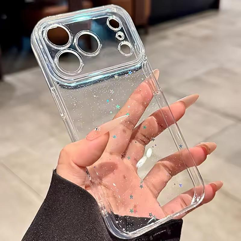 Luxury Bling Star Sequins Glitter Phone Case For iPhone 17 16 15 14 13 12 11 Pro Max XR X XS 7 8 Plus Clear Powder Sparkle Cover