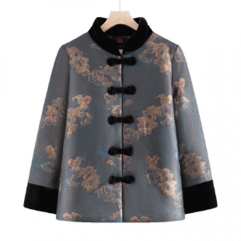 

Женская зимняя куртка с подкладкой, короткая куртка с подкладкой, куртка для пожилой женщины 5XL [recommended 150-80kg] синий