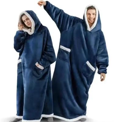180cm Super Lange Flanell Decke Pyjama mit Ärmeln Winter Hoodies Sweatshirt Damen Herren Pullover Fleece Riesen Übergroß Outdoo