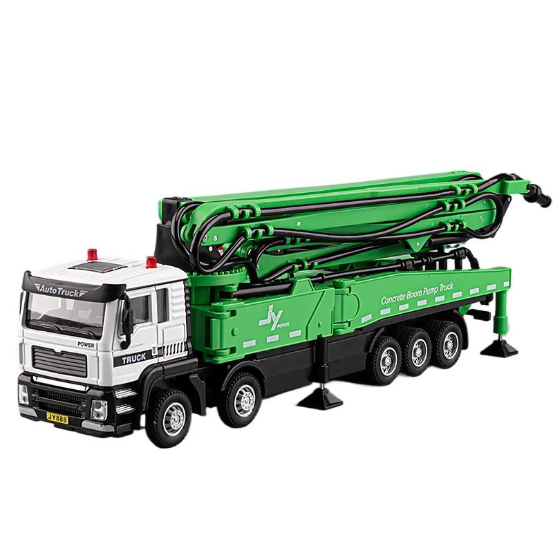 1/50 Cement Concrete Pump Truck Engineering Vehicle Ladder Trucks Toy Car Sound Light Pull Back Doors Opened Vehicle Collection