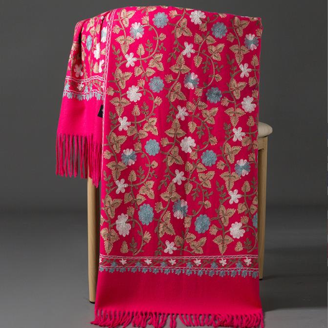 Women Winter Scart Embroidery Scarves Tippet Fashion Shawl Women Shawls Wraps Long Tassel Female Foulard Blanket Wrap Scarf