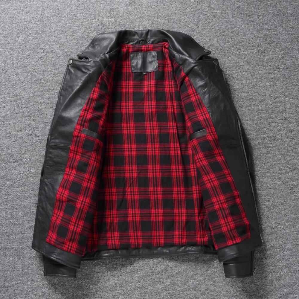 Chinesische Größe Schwarze Rindsleder-echte Lederjacke Herren Motorradjacken Weiche Bomberjacke Reiten Bikerkleidung Herren Lederjacke Herbstmantel
