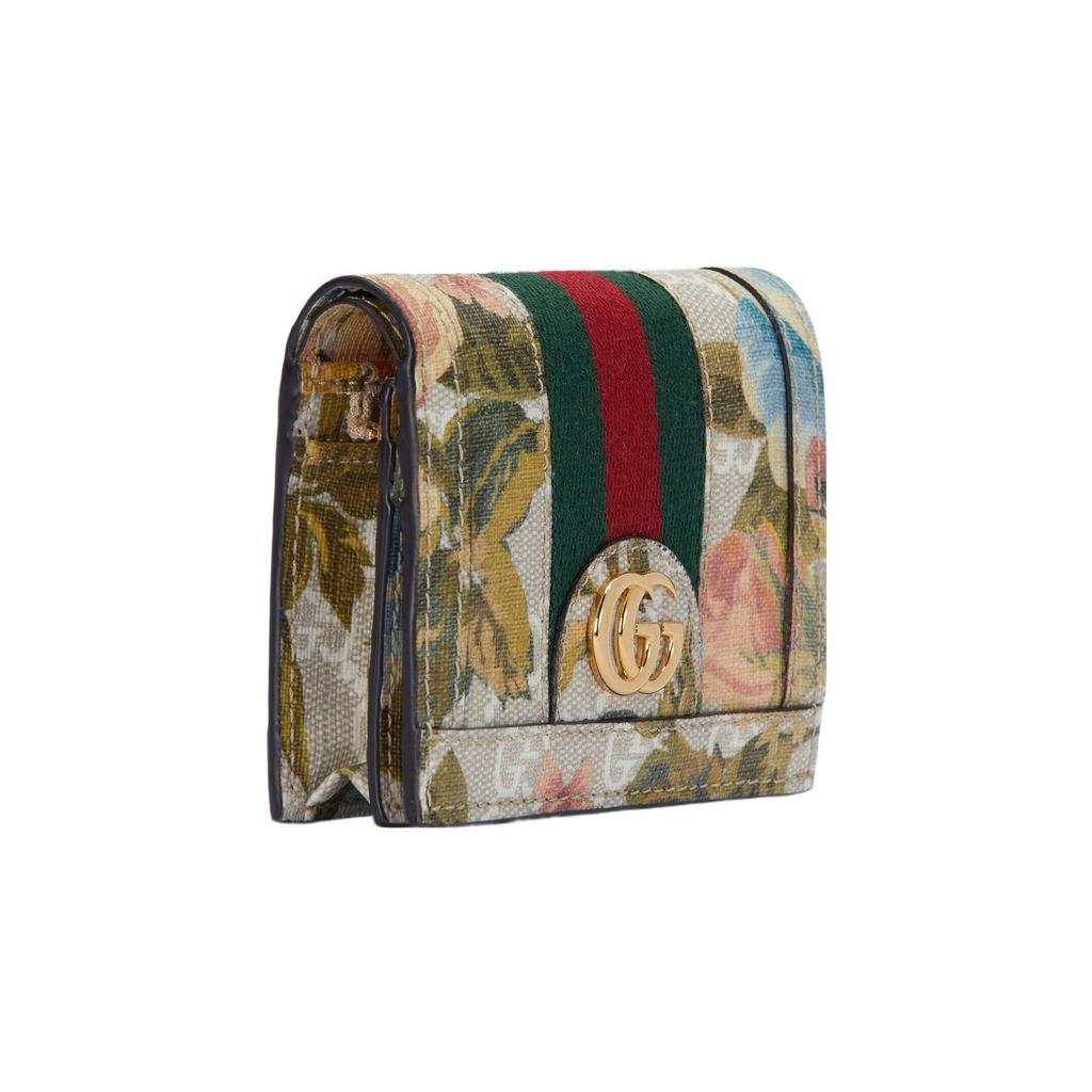 Gucci Portafoglio in tela Ophidia con logo Double G e motivo floreale Portacarte Portafoglio da donna Multicolore 523155-FABH0-9889