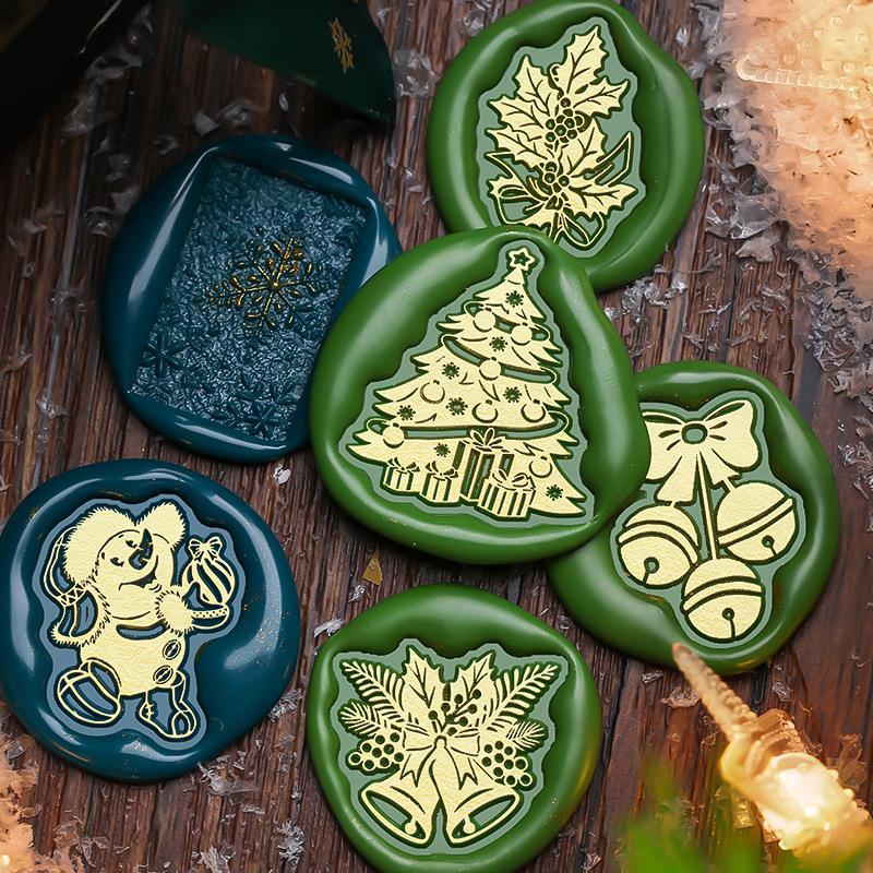 Stamp Christmas Series Relief Lacquer Seal Header Snowflake Deer Brass Carving Hand Diy Copper Head