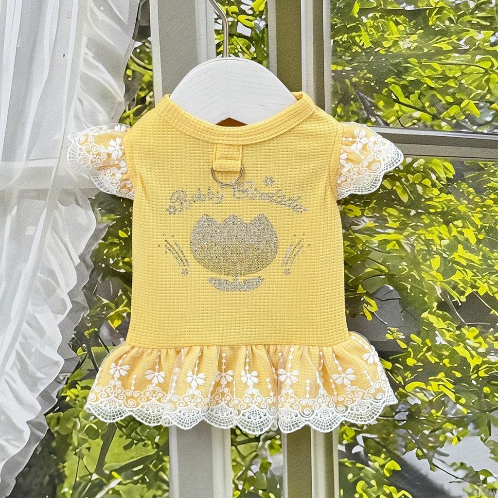 Nuovo Stile Primavera ed Estate Abbigliamento per Cani - Bordi in Pizzo con Perline e Vestito Principessa per Cani Piccoli Pomerania