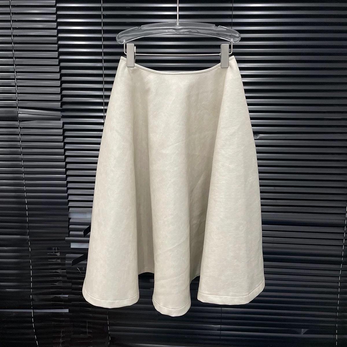 

Women s 2025 Autumn/Winter Fur-Lined Two-Piece Set: PU Leather Jacket with Large Fur Collar + Skirt Medium