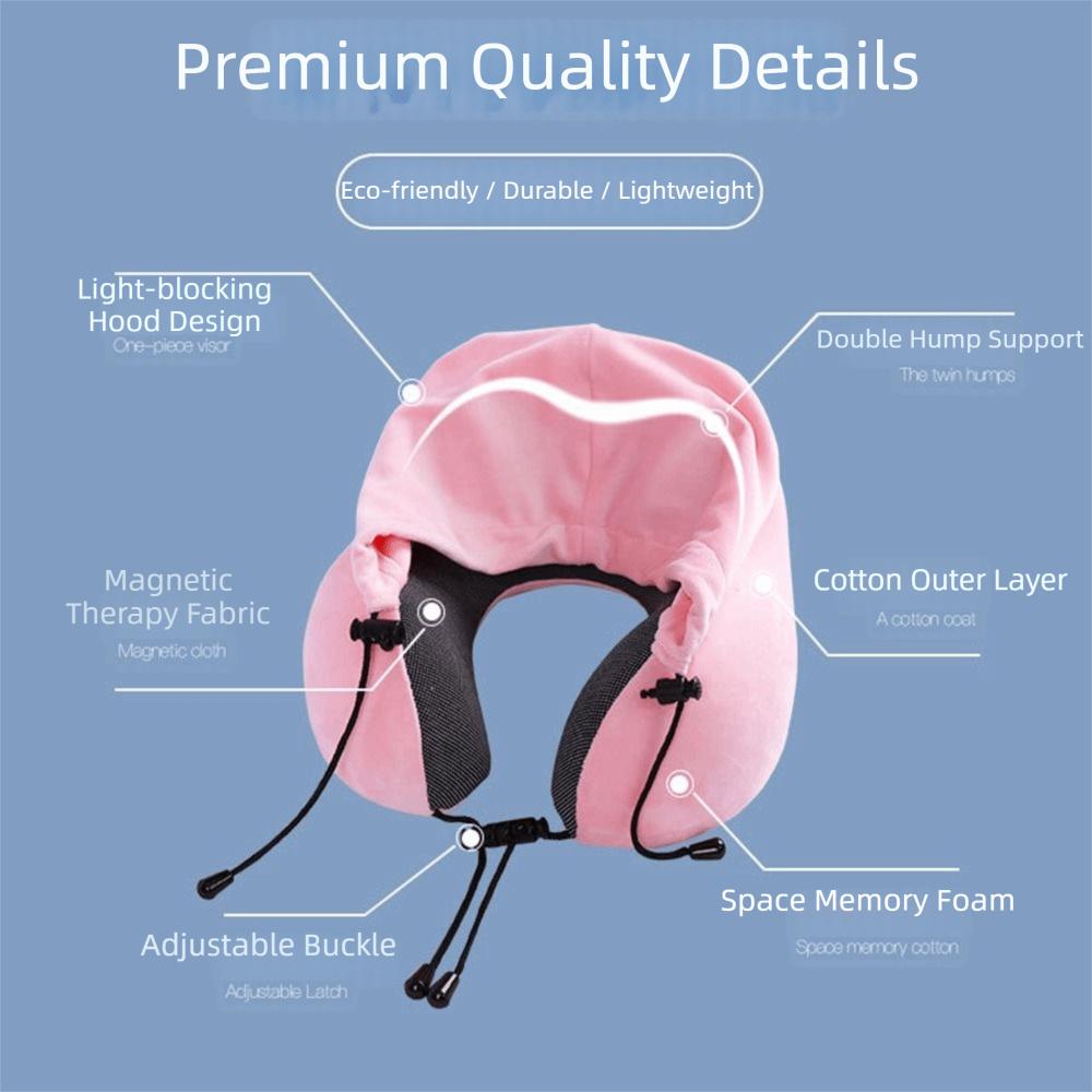Removable Cover U-shaped Neck Pillow Washable Cover Hooded Neckrest Pad  Car Neck Support
