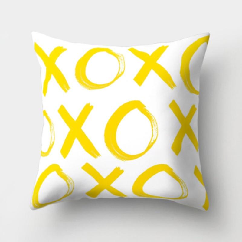 Yellow Geometric Cushion Cover For Home Sofa Decoration 18 Inch