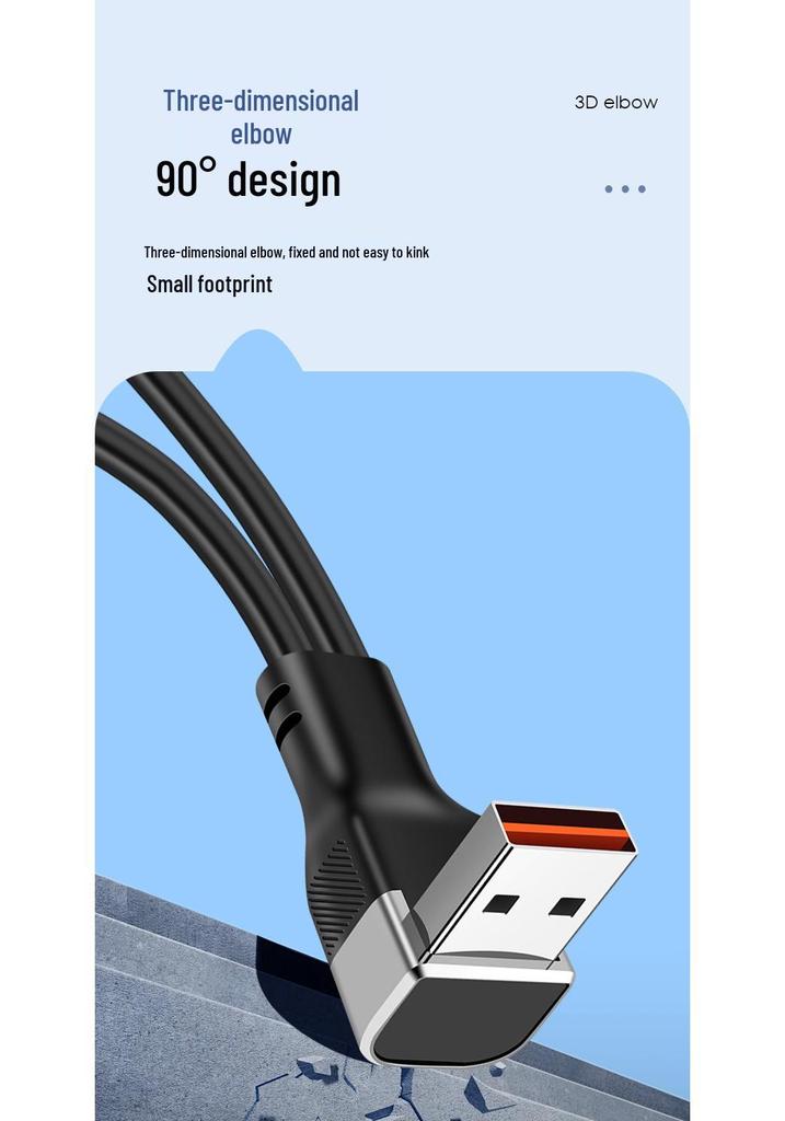 66W Retractable Elbow Splitter Data Cable for Apple, Huawei, Type-C, Fast Car Charging