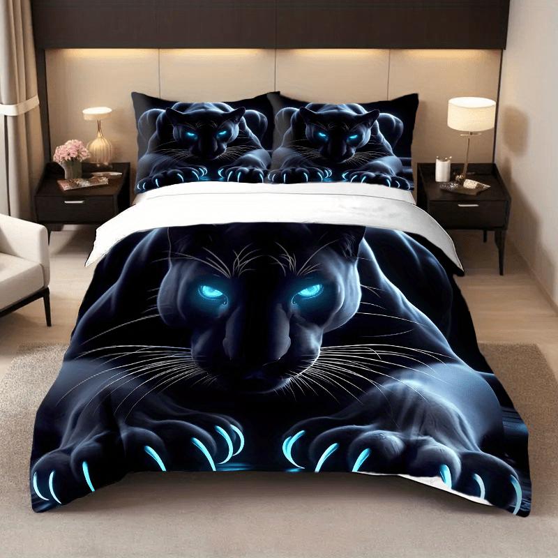 3-piece Black Panther Print Duvet Cover/Bedding Set - Soft Polyester, (1 Duvet Cover + 2 Pillowcases), Bedroom Decoration