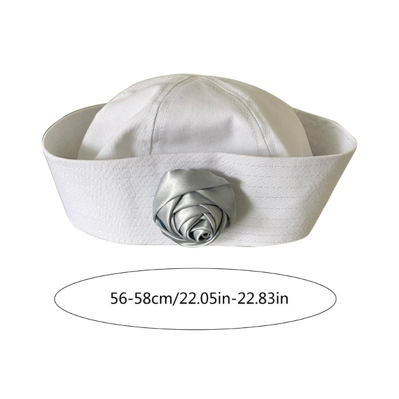 Spring Sunproof Sailor Hat Woman Commutes Captain Hat Camping Taking Photo Sailor Hat with Rose Decals for Girlfriend