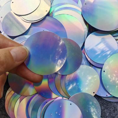 6mm-50mm 100 stks Zilveren pailletten Platte Grote Ronde Pailletten Voor Ambachten Naaien Accessoires Met 1 Zijgat