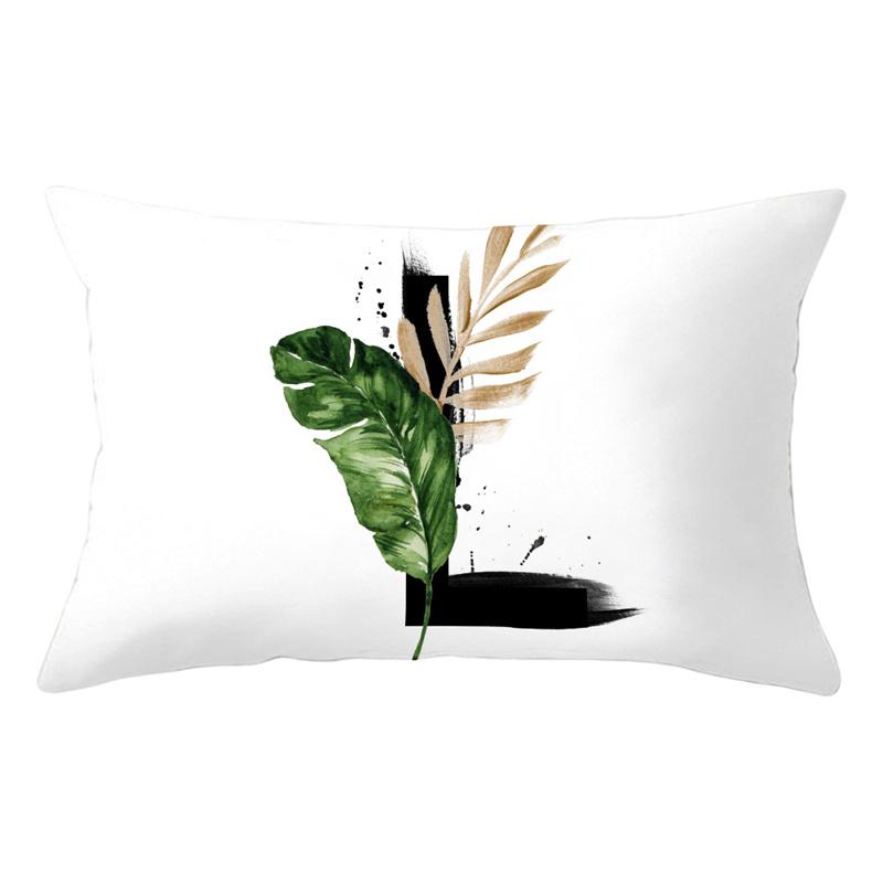 30x50cm 26 Letters Polyester Pillowcase Green Leaves Plant Cushion Cover Living Room Home Decoration Car Waist Throw Pillow Case