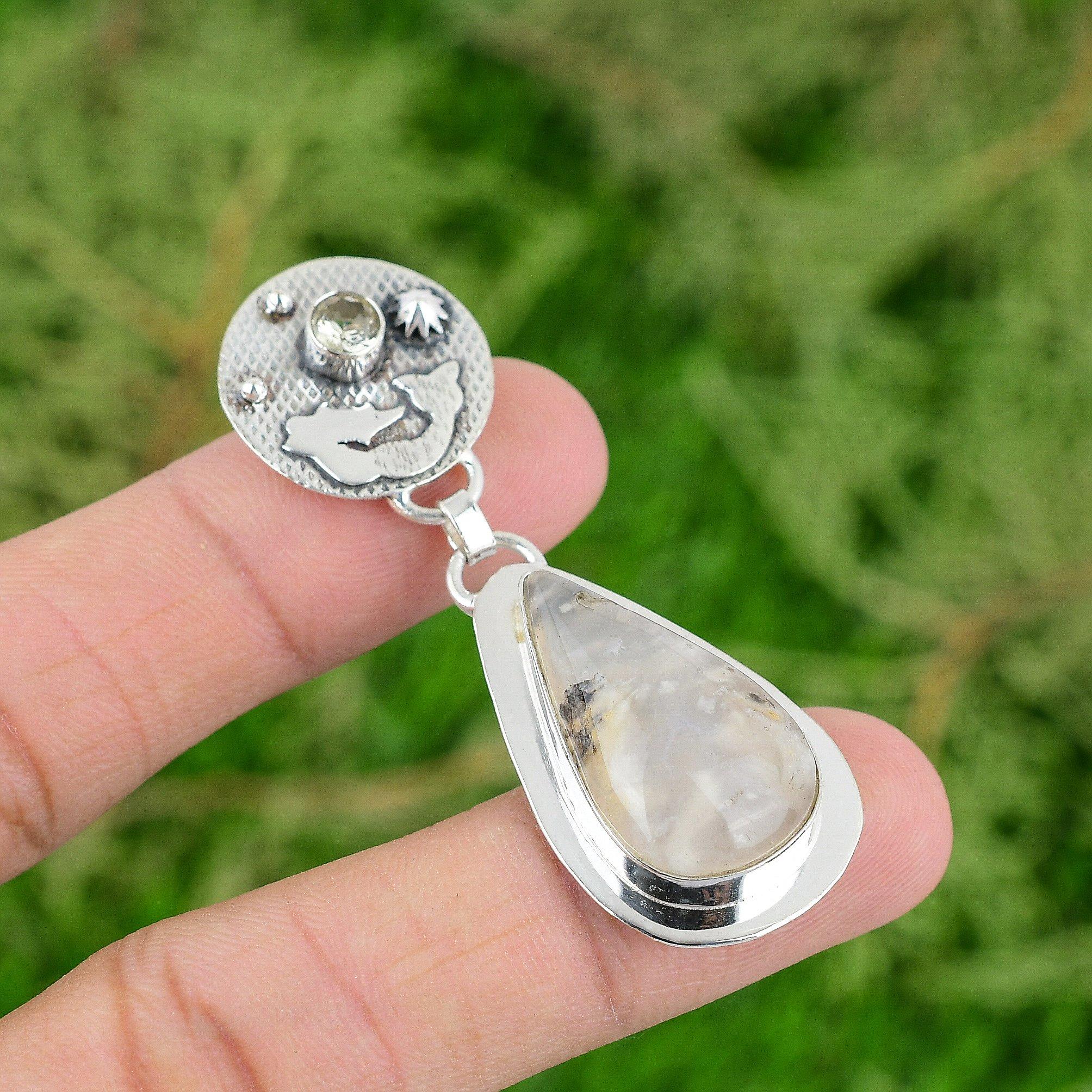 

Подвеска из агата с перьями, украшения из натуральных драгоценных камней, подвеска из стерлингового серебра 925 пробы, подвеска ручной работы, подарки на помолвку