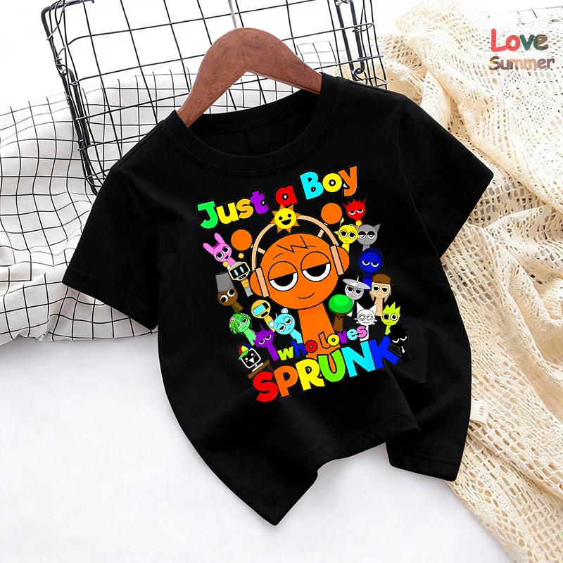 Camiseta casual de manga corta Sprunki de verano para niños de 4 a 14 años, top cómodo para niños, adecuado como regalo para niños y niñas