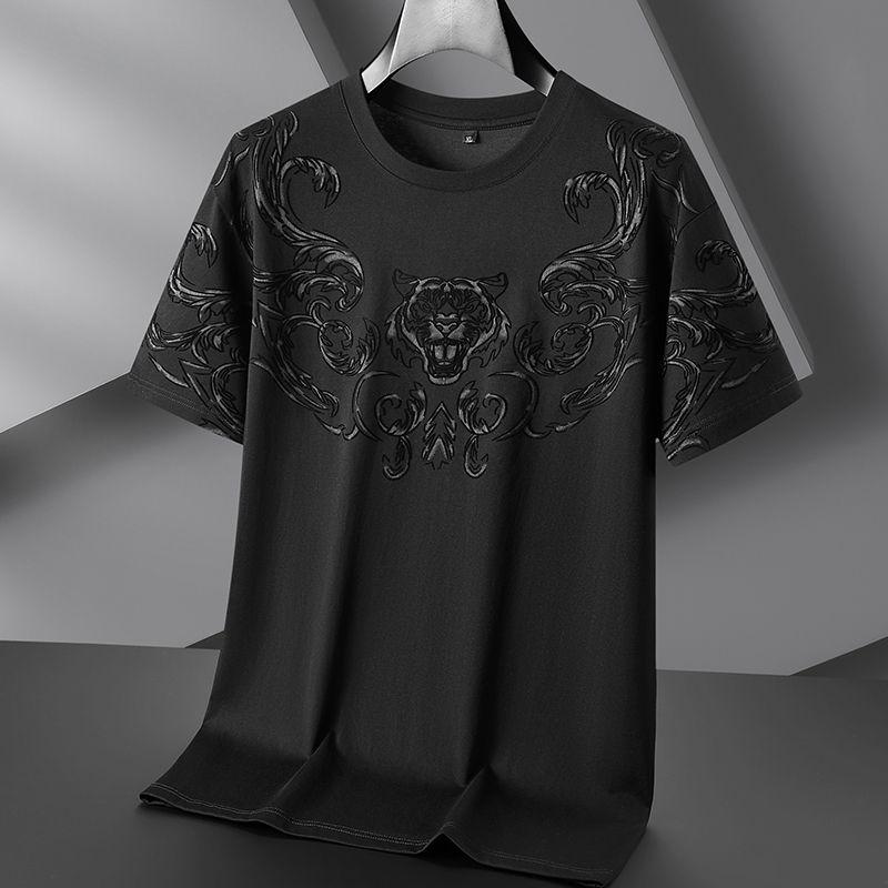 

Мужская модная экспортная экспортная футболка с коротким рукавом, флокирование, модный ледяной хлопок Black XL [60.00 kg-70.00 kg]]