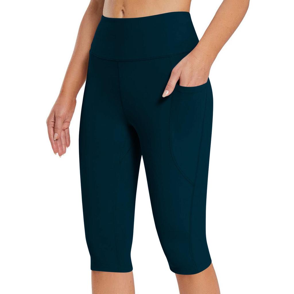 2026 Summer Women's Solid Color Pocket Yoga Capri Pants