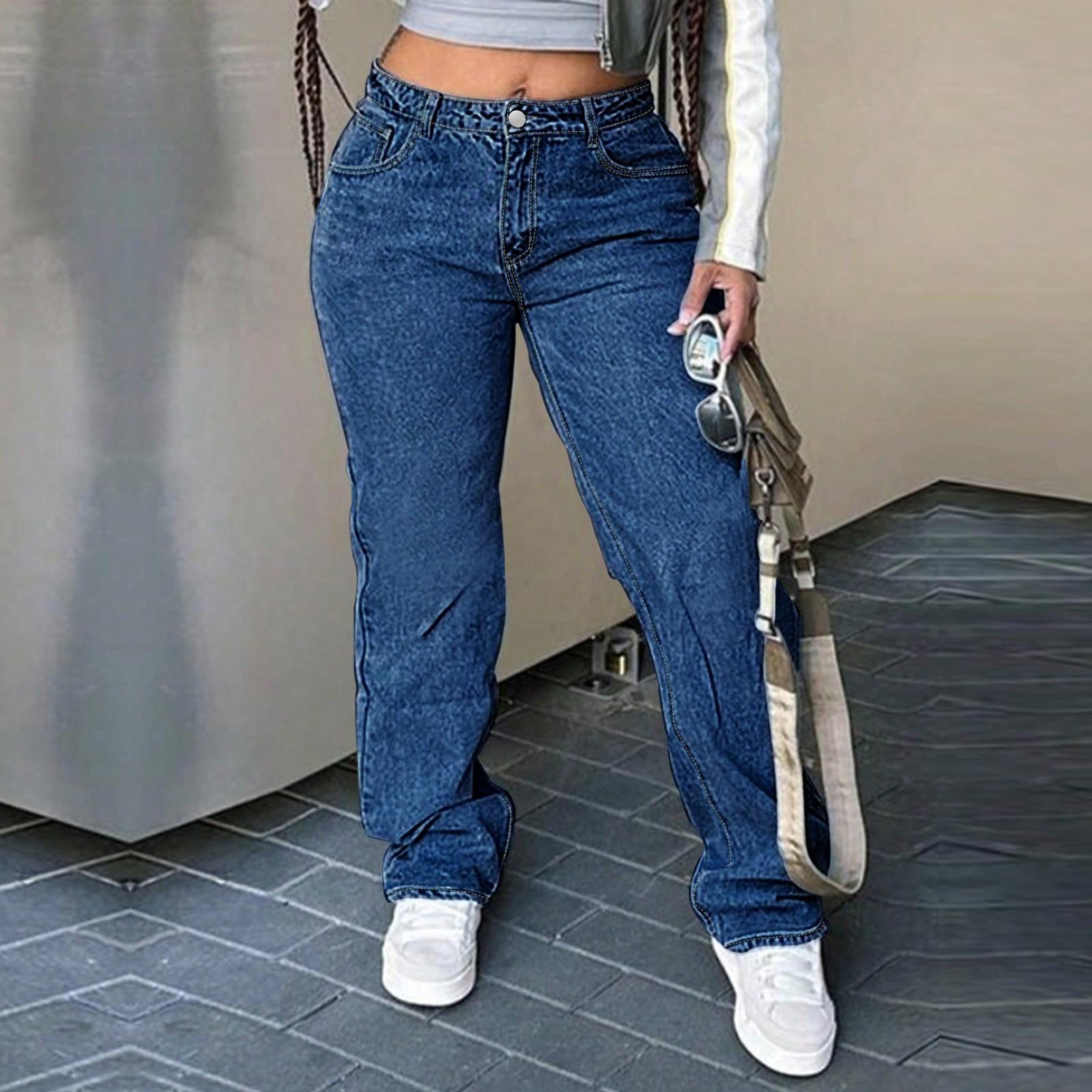 Fashion Women s Straight Casual Jeans Fashion Wide Leg Jeans XL