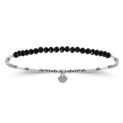 [R4092] - Silberarmband 'Mineralia' schwarz silbern (Rhodium) - 16 cm - 50x2 mm