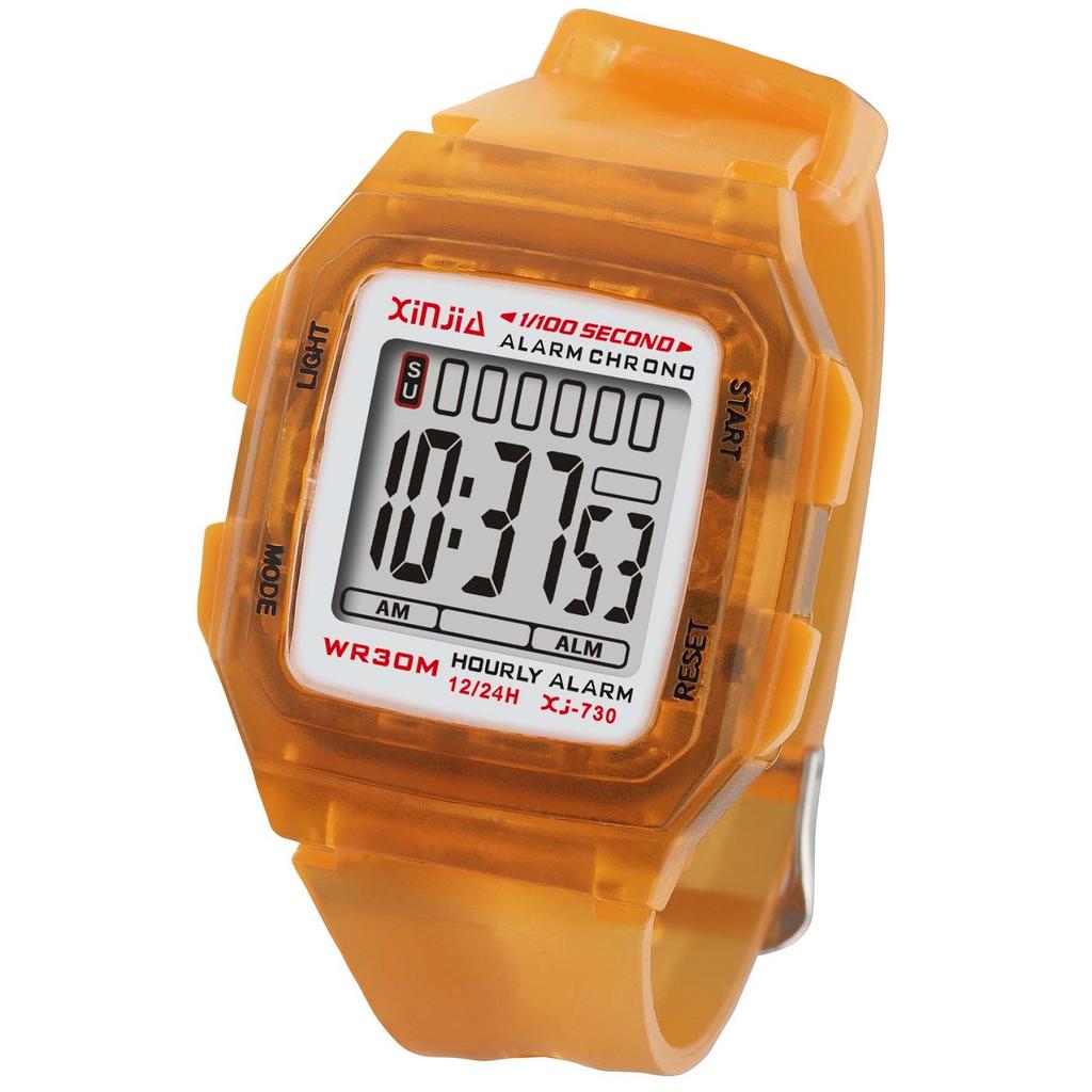Xinjia 7 Colors Square Digital Student Watch Waterproof Sport Wristwatch