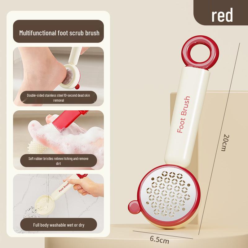 3-in-1 Foot Scrubber: Multifunctional Callus Remover and Toe Cleaning Brush. красный
