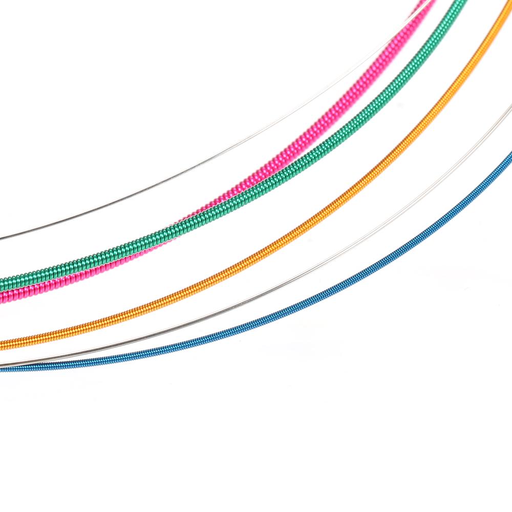 6pcs Set Rainbow Colors Colorful Acoustic Guitar Strings Musical Instruments Replacement Steel Chord Wire