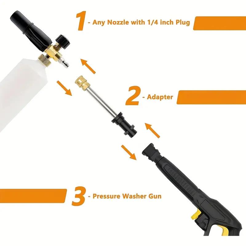 Karcher K2-K7 spray gun extension rod, bayonet part, 1/4 inch quick connect pressure cleaning adapter with replaceable nozzle