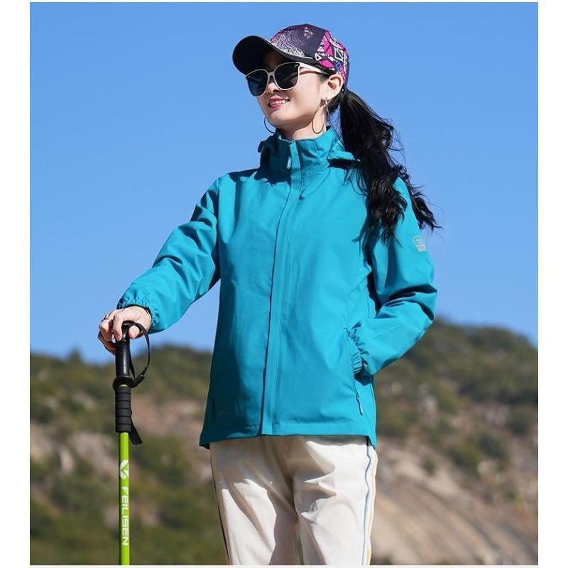 Spring Autumn Windproof Waterproof Running Jacket Women Hooded Detachable Sports Coat Windbreaker Outdoor