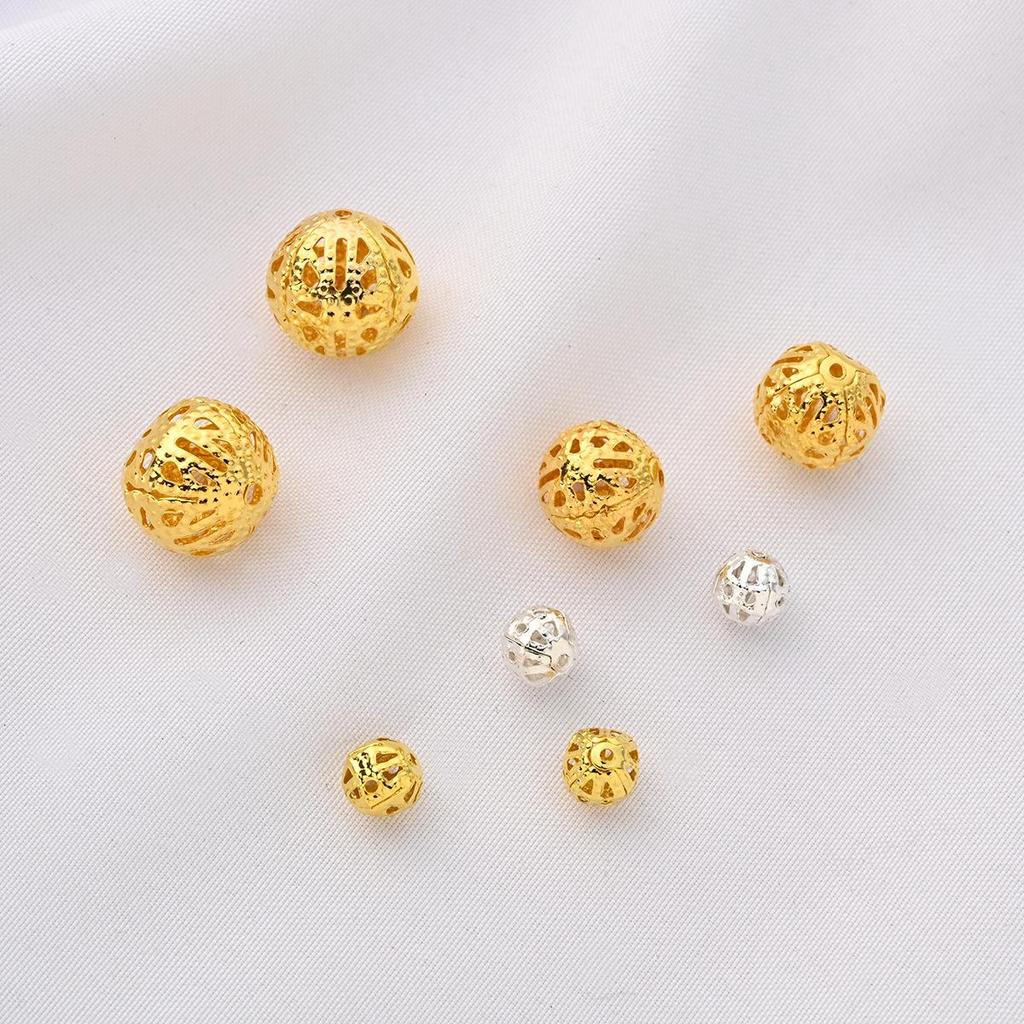 Hollow Flower Pattern Round Spacer Beads for DIY Jewelry and Ancient Style Hair Accessories