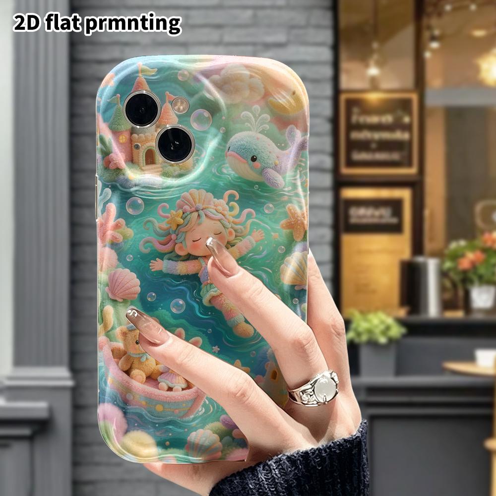Phone Case: 2D flat, suitable for iPhone 18, 17, 16, 15, 14, 13, 12Pro protective case, mermaid dream, perfect Christmas and Halloween holiday gift