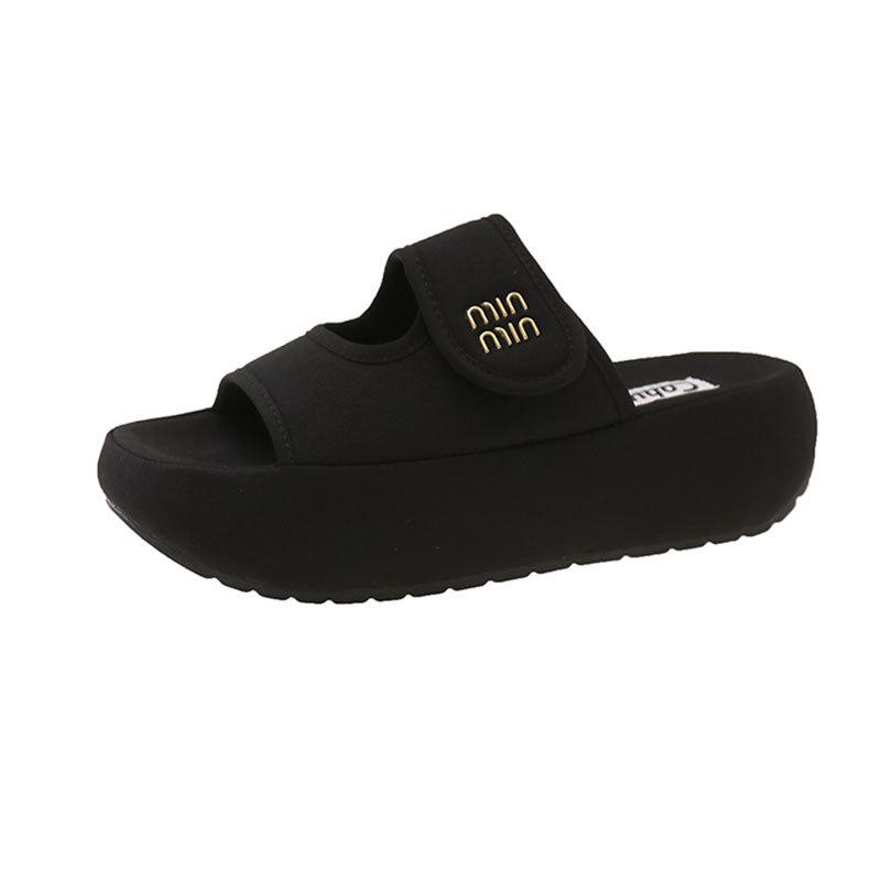 Slip-flop Velcro Versatile Slipper Women 2025 New Summer Outdoor Wear Explosive High-End Heightened Platform Slippers