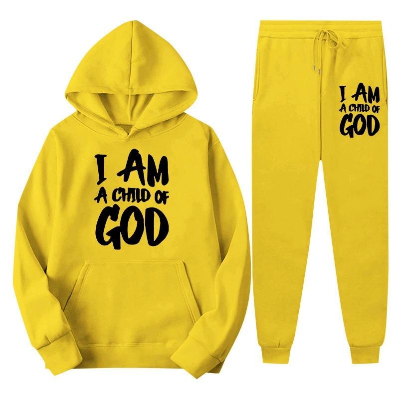 Direct supply, European and American trendy brand fleece sweater sweatpants set, new women's clothing, letter-printed hoodie women's suit