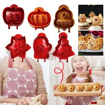 3/6pcs Mini Hand Pie Molds Non-Stick Dough Presser Tools Halloween Christmas Party Pumpkin Cookie Mould Kitchen Baking Tools