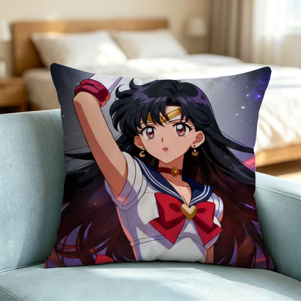 Sailor Moon Hino Rei-I Pillow Case Square Double-Sided Sofa Cushion Cover Bedroom Bedside Pillow Gift