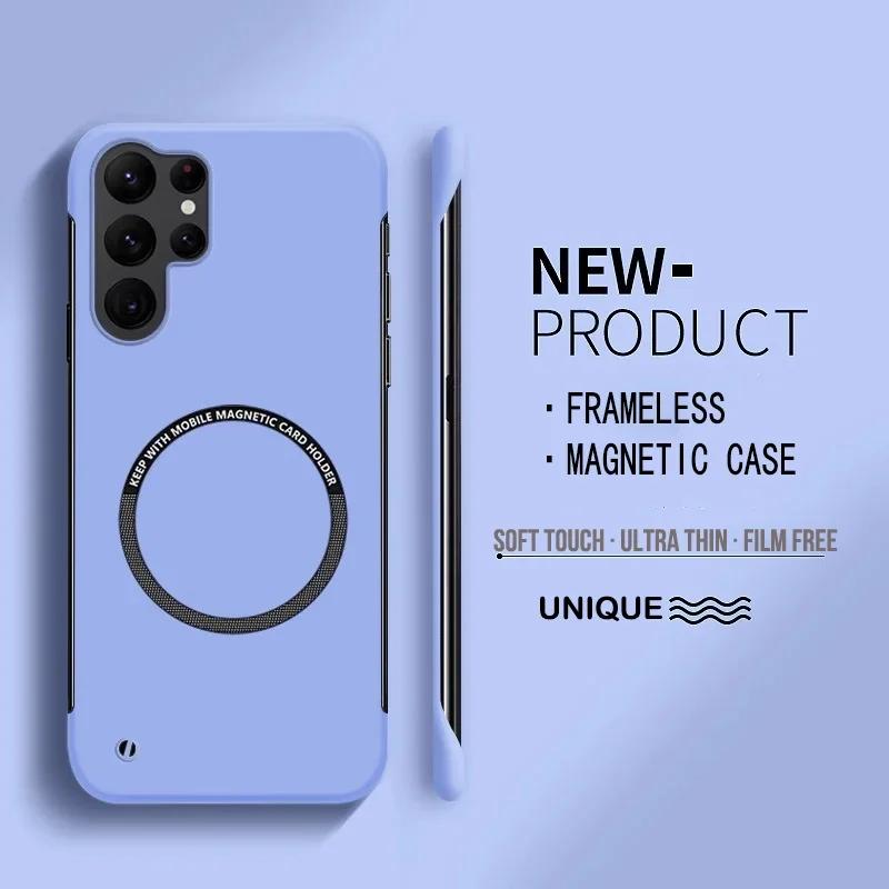 Ultra Thin Hard PC Magnetic Frameless Case for Magsafe Samsung Galaxy S25 Ultra S24 S23 S22 S21 S20 FE Plus Note20 Scrub Cover