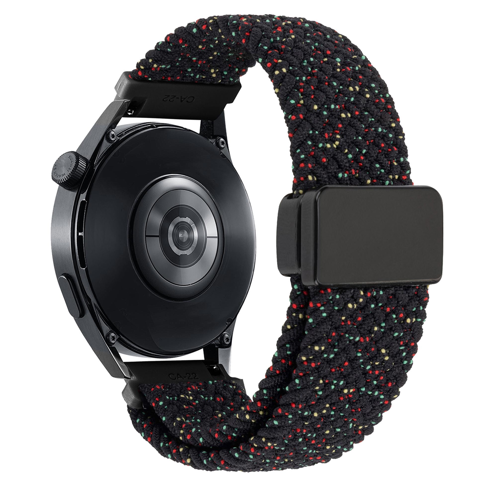 

22mm Universal Wrist Strap Magnetic Buckle Nylon Braided Smart Watch Band Starlight Black