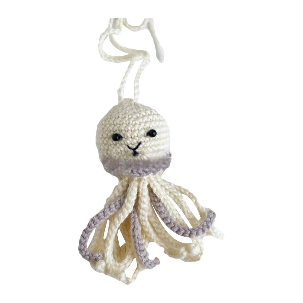 Car Rear Mirror Woolen Octopus Hanging Ornament for Women Girl Car Interior Decorations Pendant for Backpack Keychains