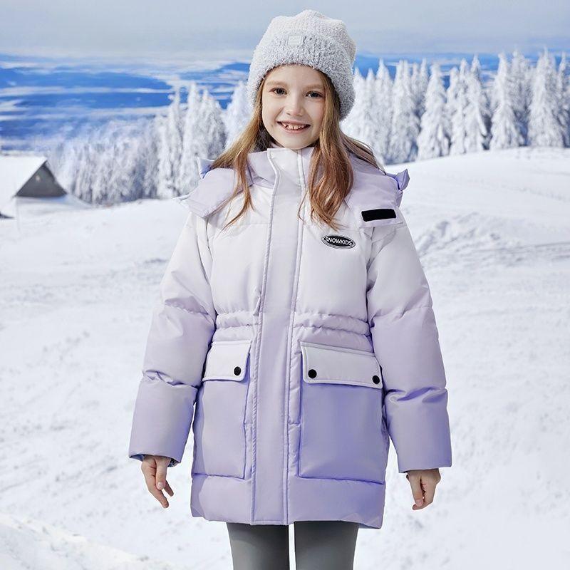 

Сладкая градиентная пуховая куртка для девочек, детское пальто с приталенным силуэтом, зимняя хлопковая куртка 160cm