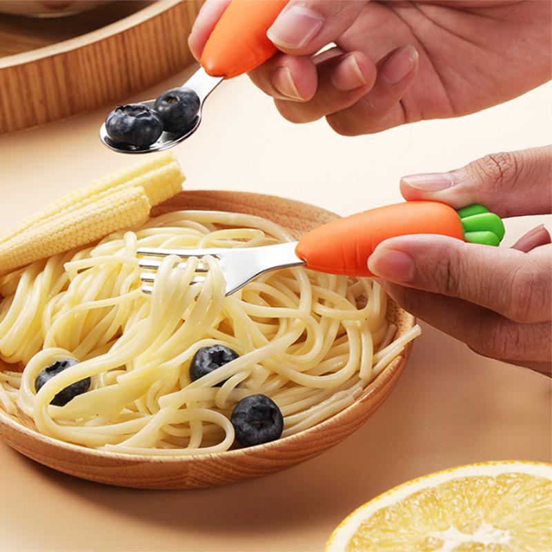 1pc-Carrot Shaped 304 Stainless Steel with Cute Carrot Shaped Fork, Reusable Tableware