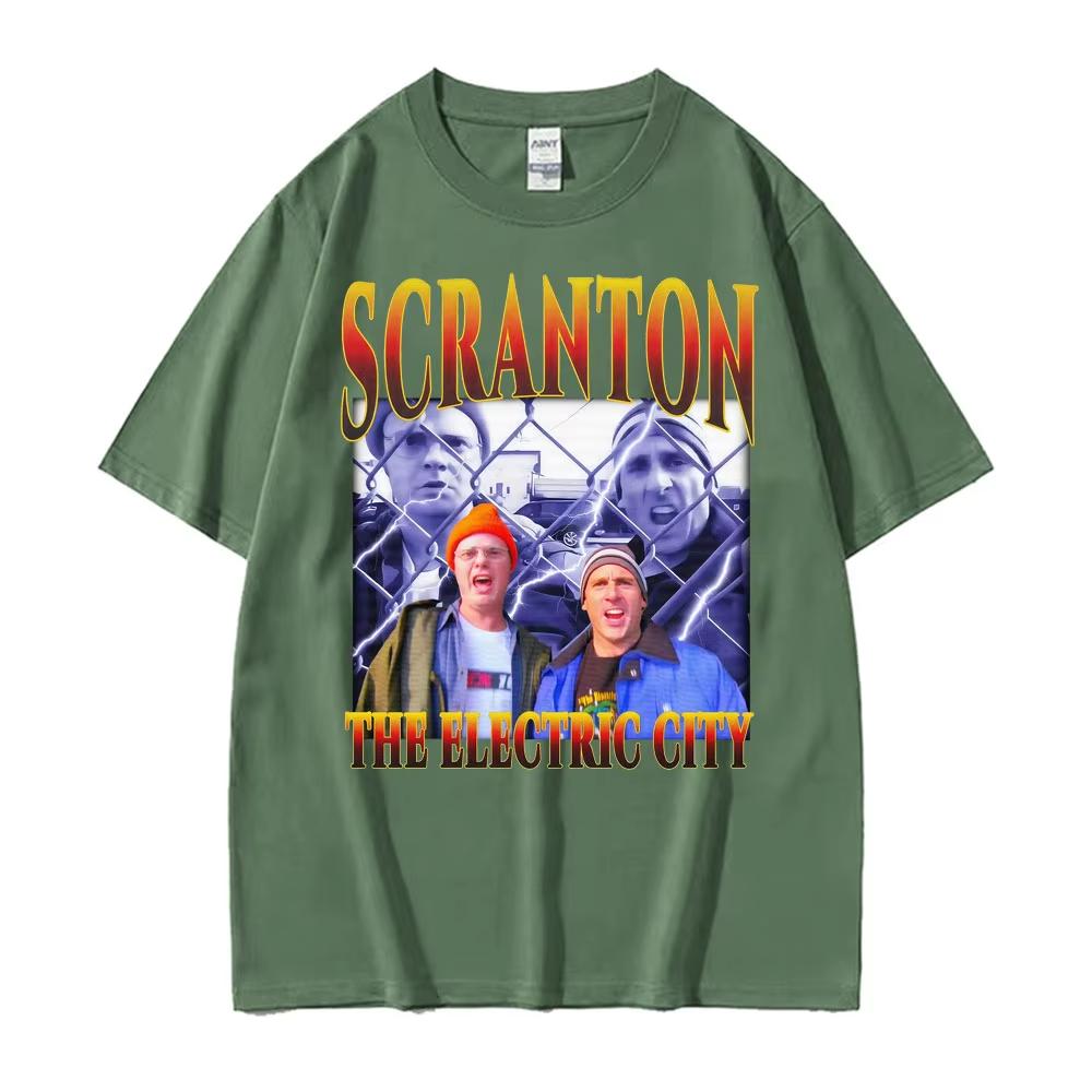 Funny Scranton The Electric City Vintage 90s Movie T Shirts Mens Clothing Fashion Classic Tshirt Cotton Comfort Casual T Shirt