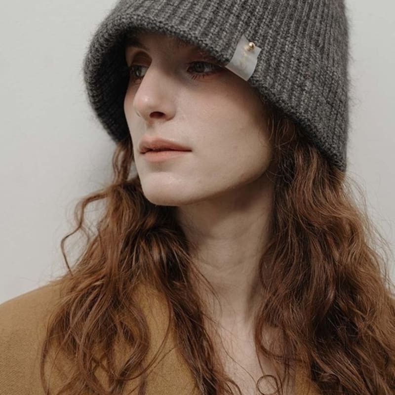 

ACCLET Raccoon Wool Pattern Brim Beanie Hat Gray H043GR gray