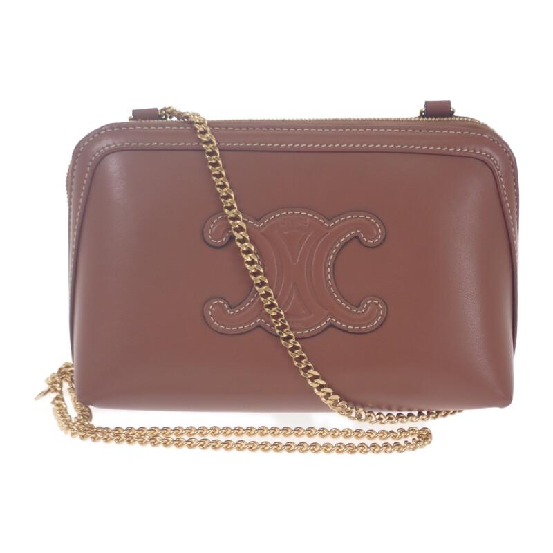 CELINE  10E383DR8.04LU Shoulder Bag Tan Calfskin Women