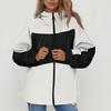 Women Solid Stripe Rain Jacket Outdoor Plus Waterproof Hooded Raincoat Windproof